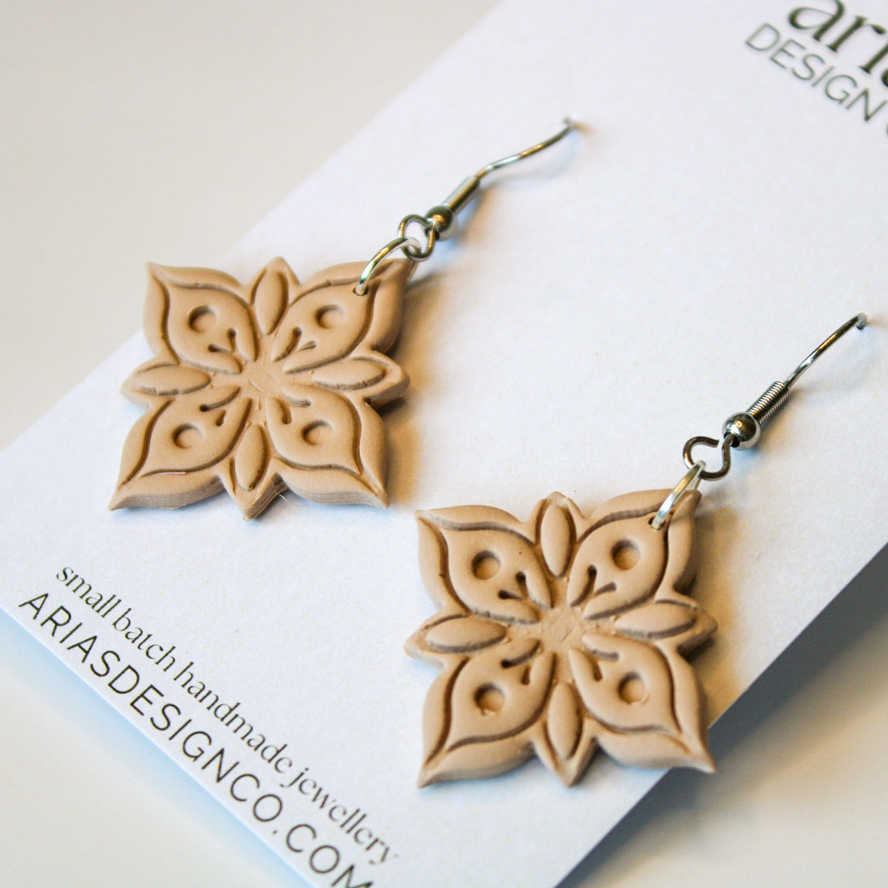 Embossed Tile Earrings NZ Handmade Jewellery & Accessories Arias Design Co