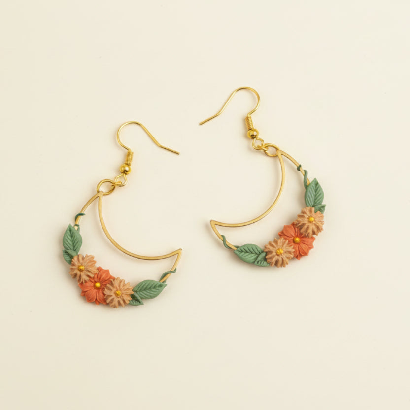 Autumn Ivy Crescent Earrings