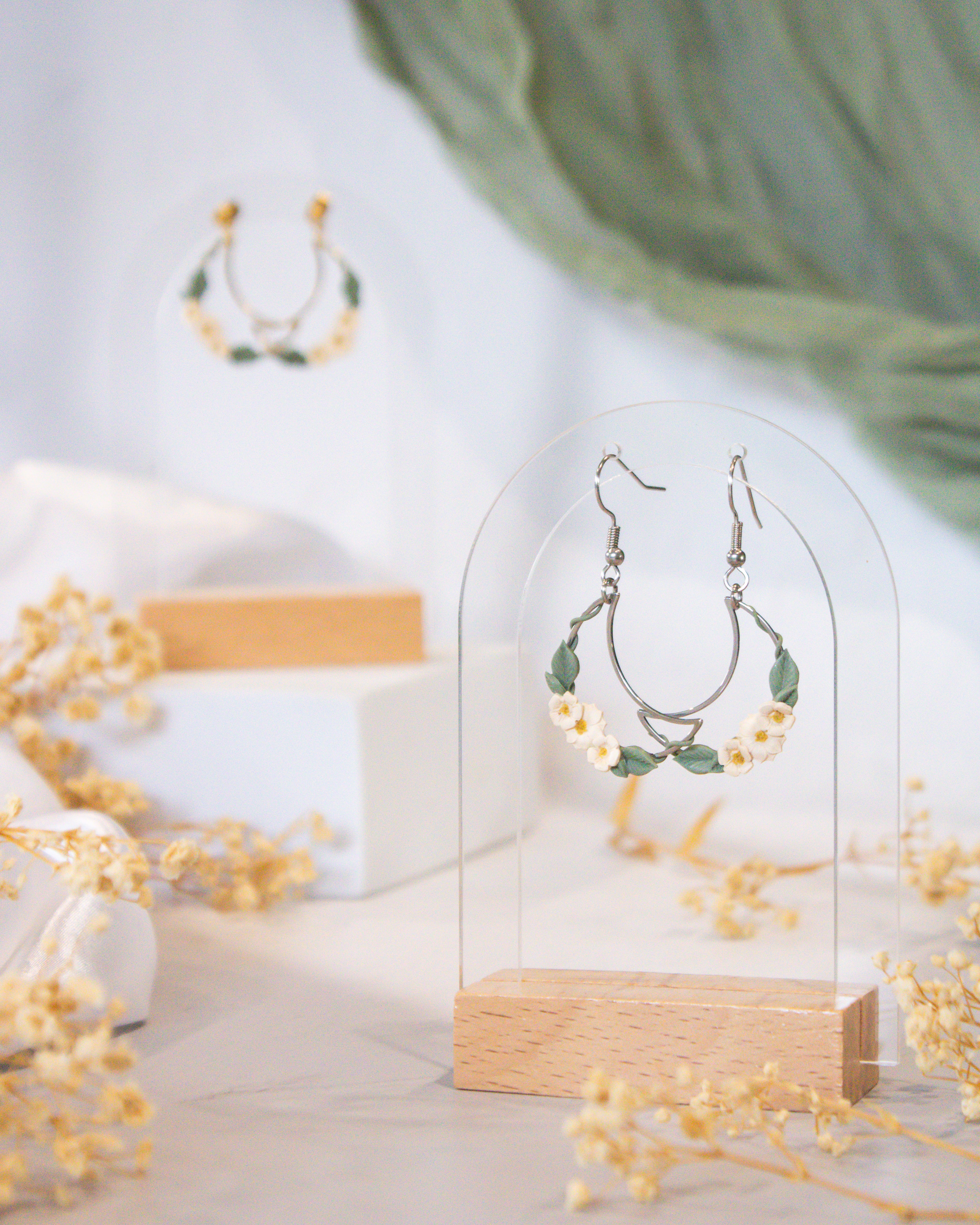 Ivory Ivy Crescent Earrings