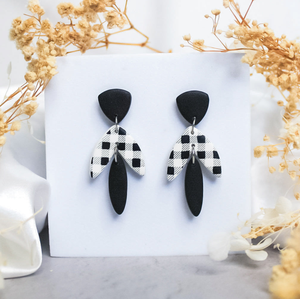 Gingham petal polymer clay earrings | NZ handmade jewellery brands