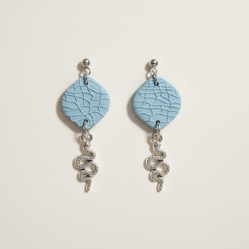 Sky Blue Snake Charm Earrings