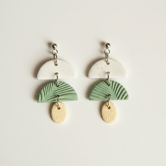 Sage Textured Semi Drop Earrings