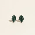Handmade Pine Mini Leaf Stud Earrings — polymer clay stud earrings made in New Zealand by Arias Design Co