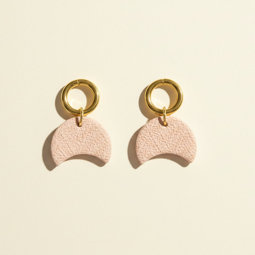 Baby Pink Ring & Moon Earrings