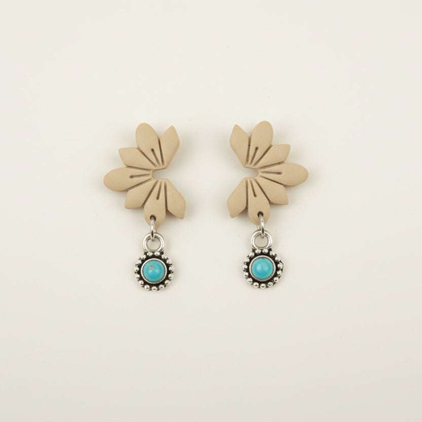 Tan Bloom & Charm Earrings