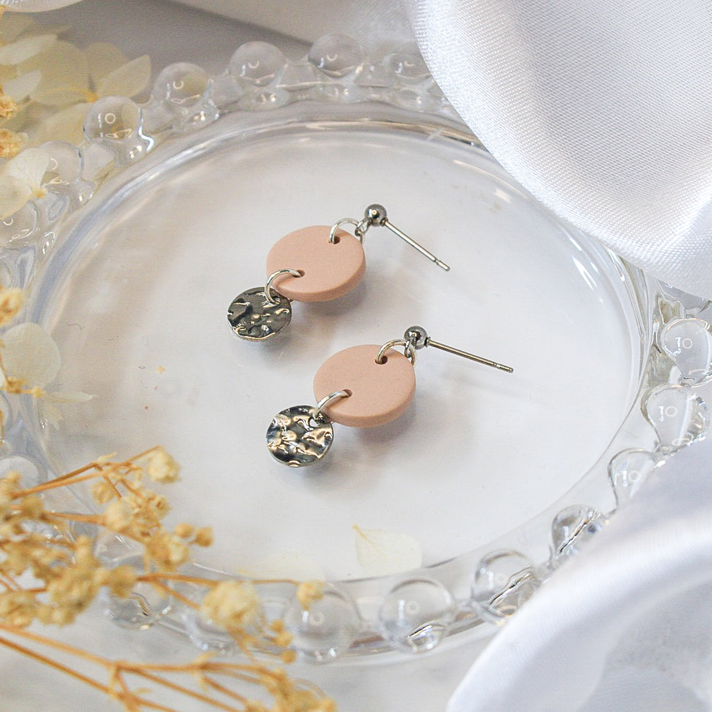 Simple Circle & Charm Earrings — handmade NZ earrings crafted from polymer clay in Auckland by Arias Design Co