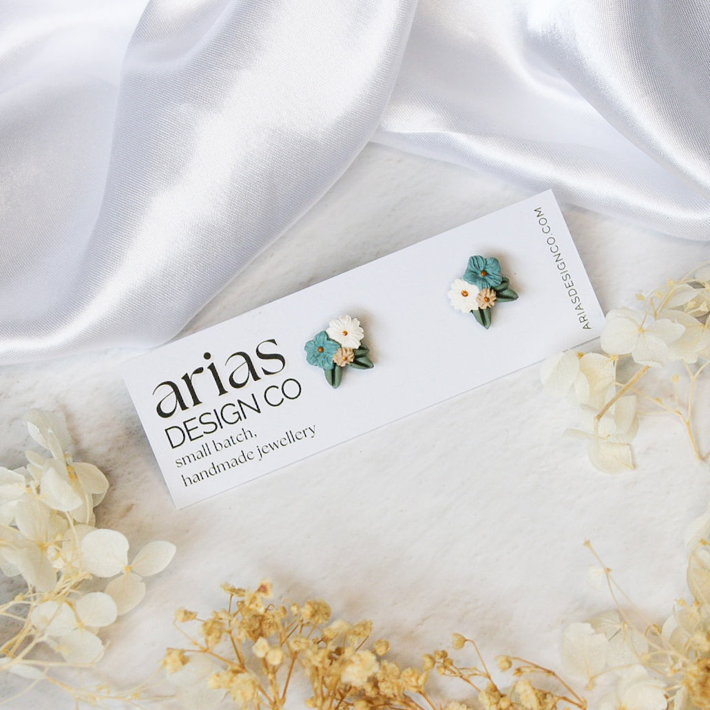 Mini bouquet stud earrings handcrafted in New Zealand | unique jewellery gift NZ