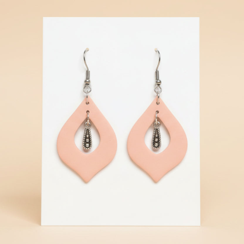 Handmade polymer clay pink teardrop & charm earrings | Pink earrings & accessories NZ
