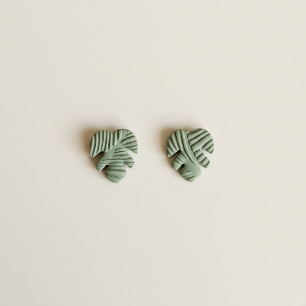 Monstera Stud Earrings