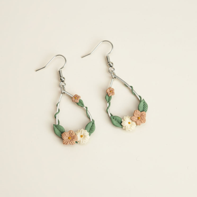 Muted Blush Ivy Droplet Earrings