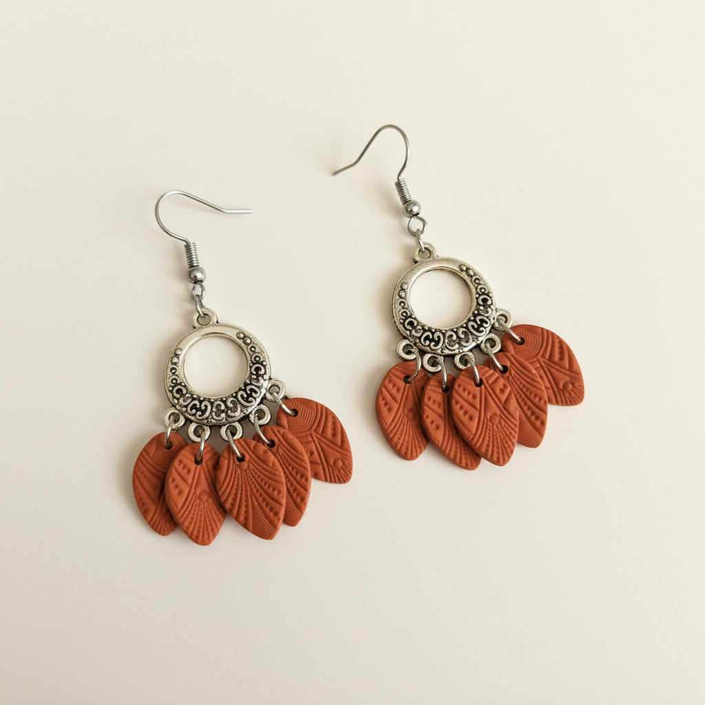 Burnt Orange Chandelier Earrings