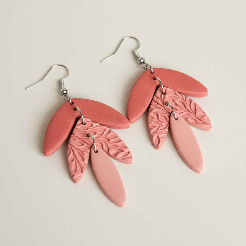 Raspberry Petal Trio Earrings