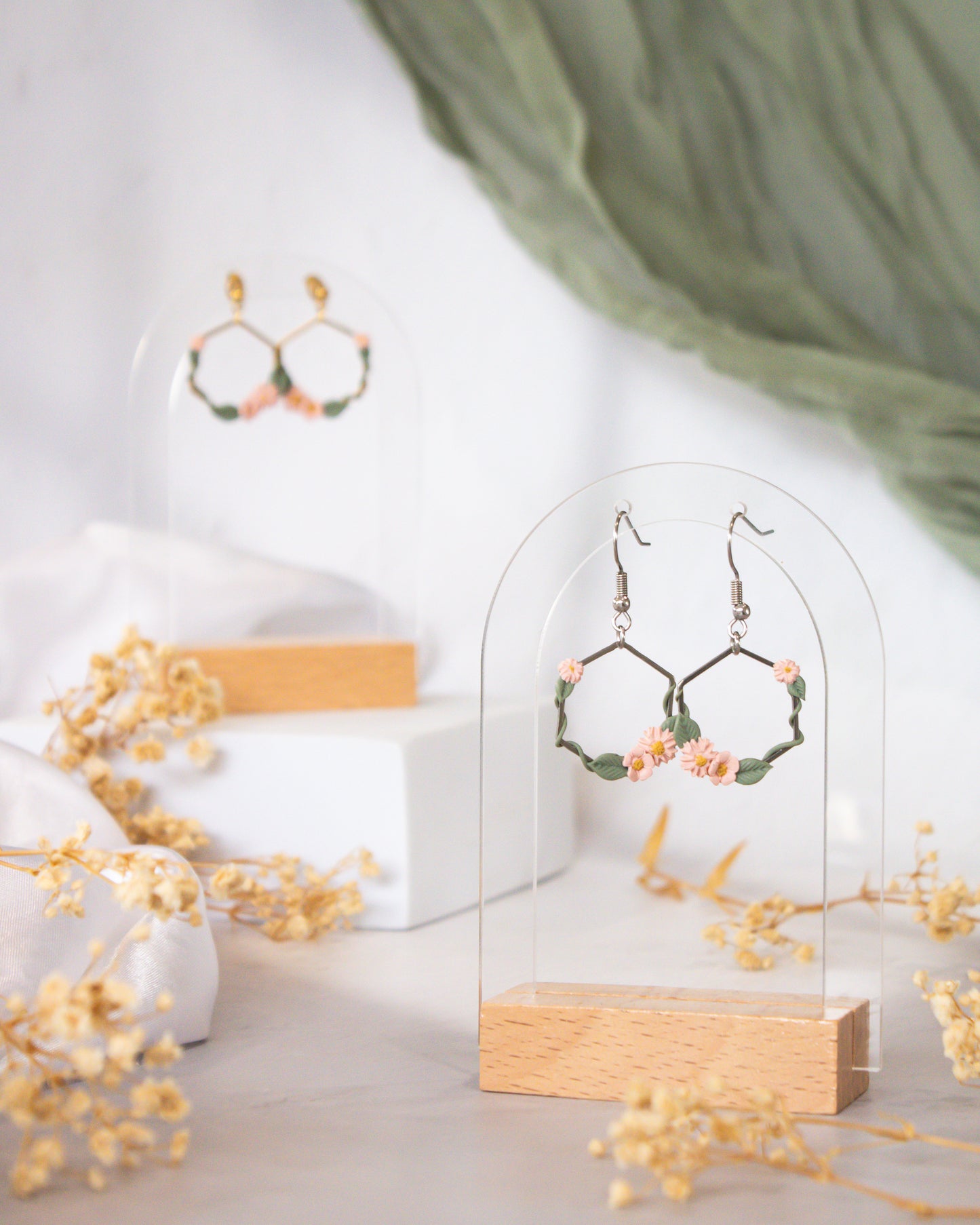 Blush Ivy Hexagon Earrings
