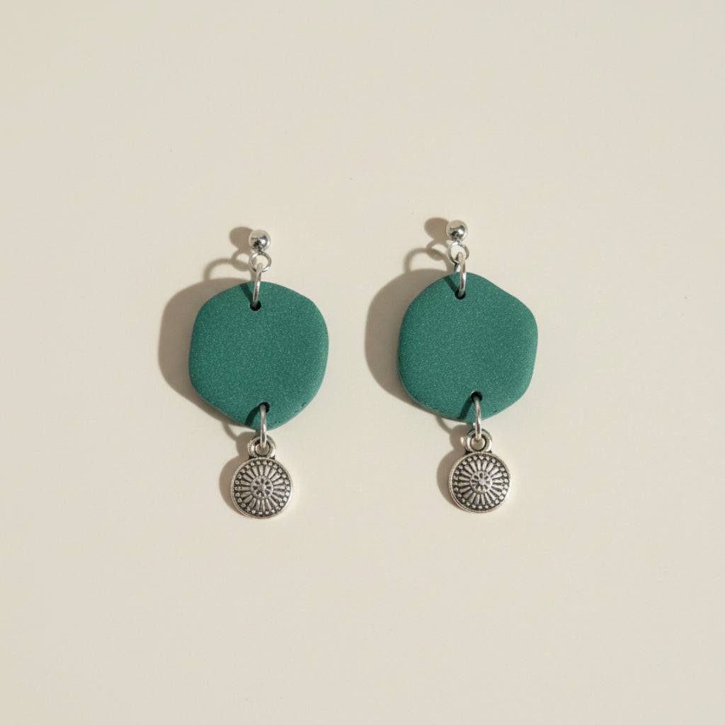 Matte Pebble & Charm Earrings