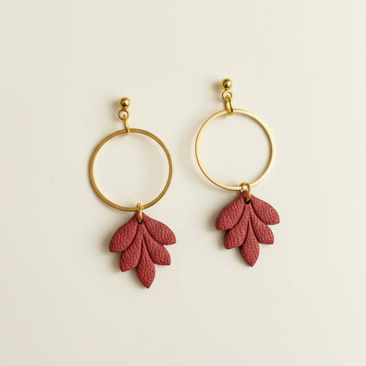 Cherry Red Bloom Ring Earrings