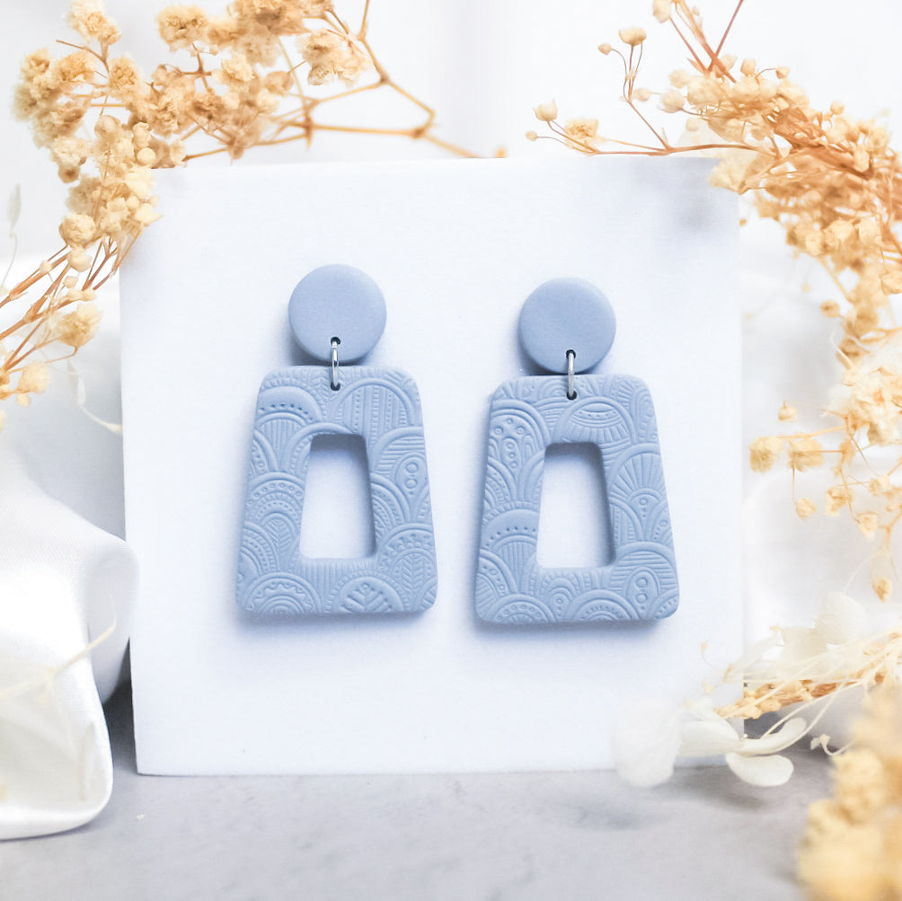 Blue textured trapezium earrings | Handmade jewellery brands NZ