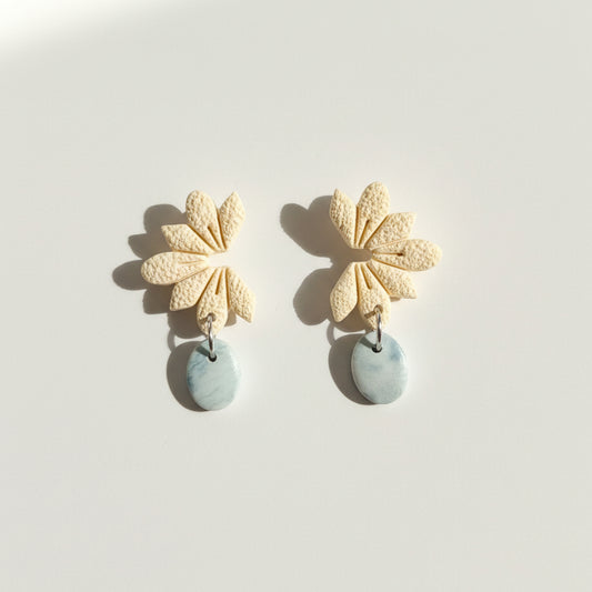Ivory & Blue Bloom Earrings