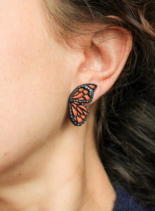 Handpainted Butterfly Wing Earrings