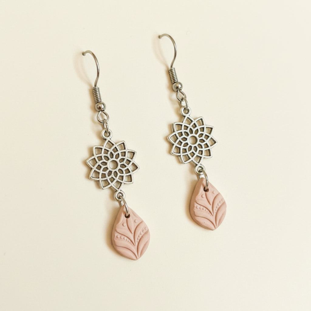 Blush Lotus & Charm Earrings
