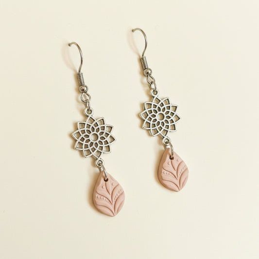 Blush Lotus & Charm Earrings