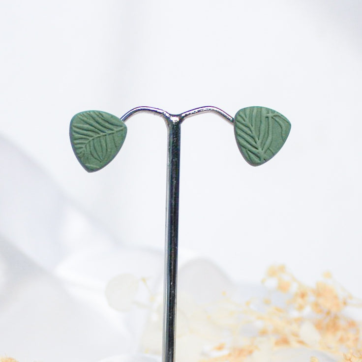 Leaf Texture Stud Earrings