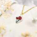 Gold necklace with polymer clay roses | NZ made jewellery online