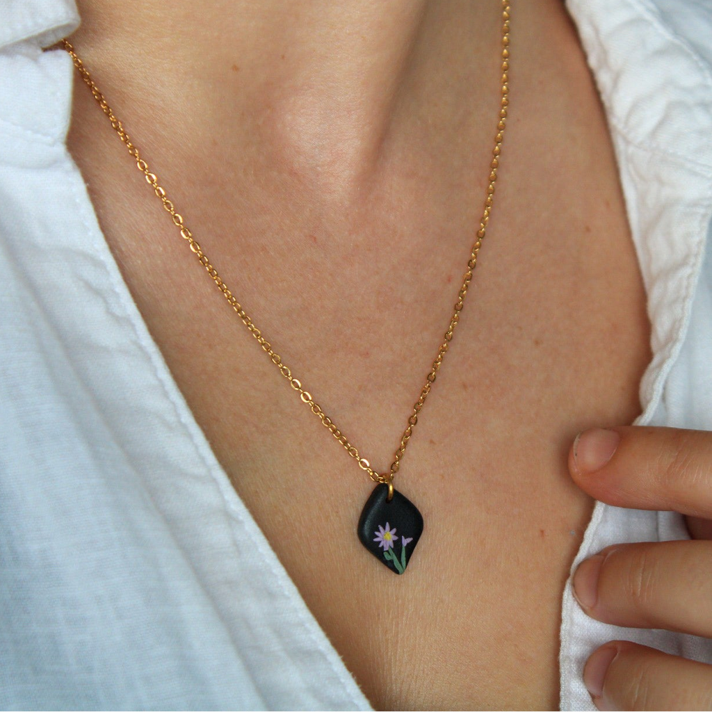 September birth flower aster jewellery handmade NZ — Arias Design Co