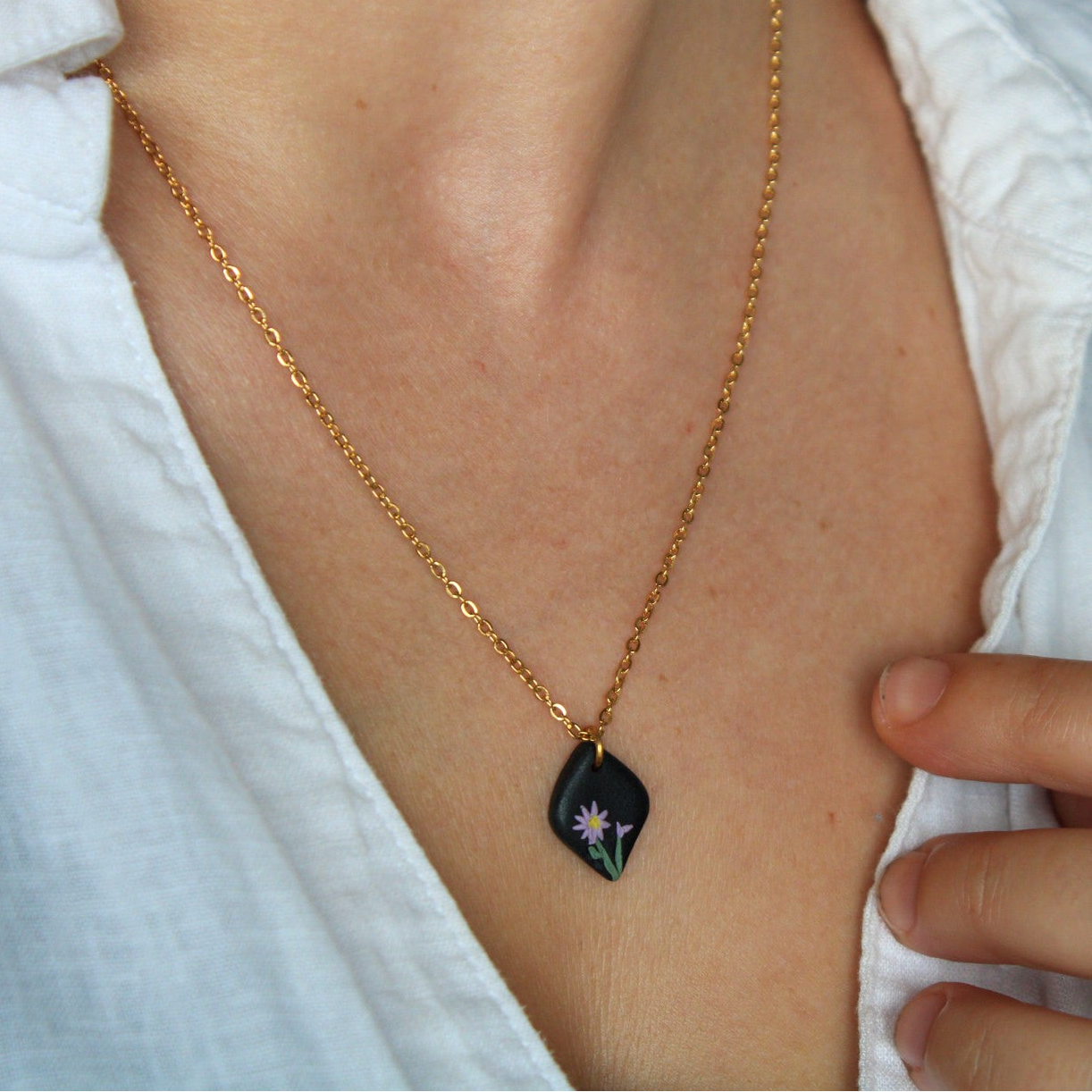 September birth flower aster jewellery handmade NZ — Arias Design Co