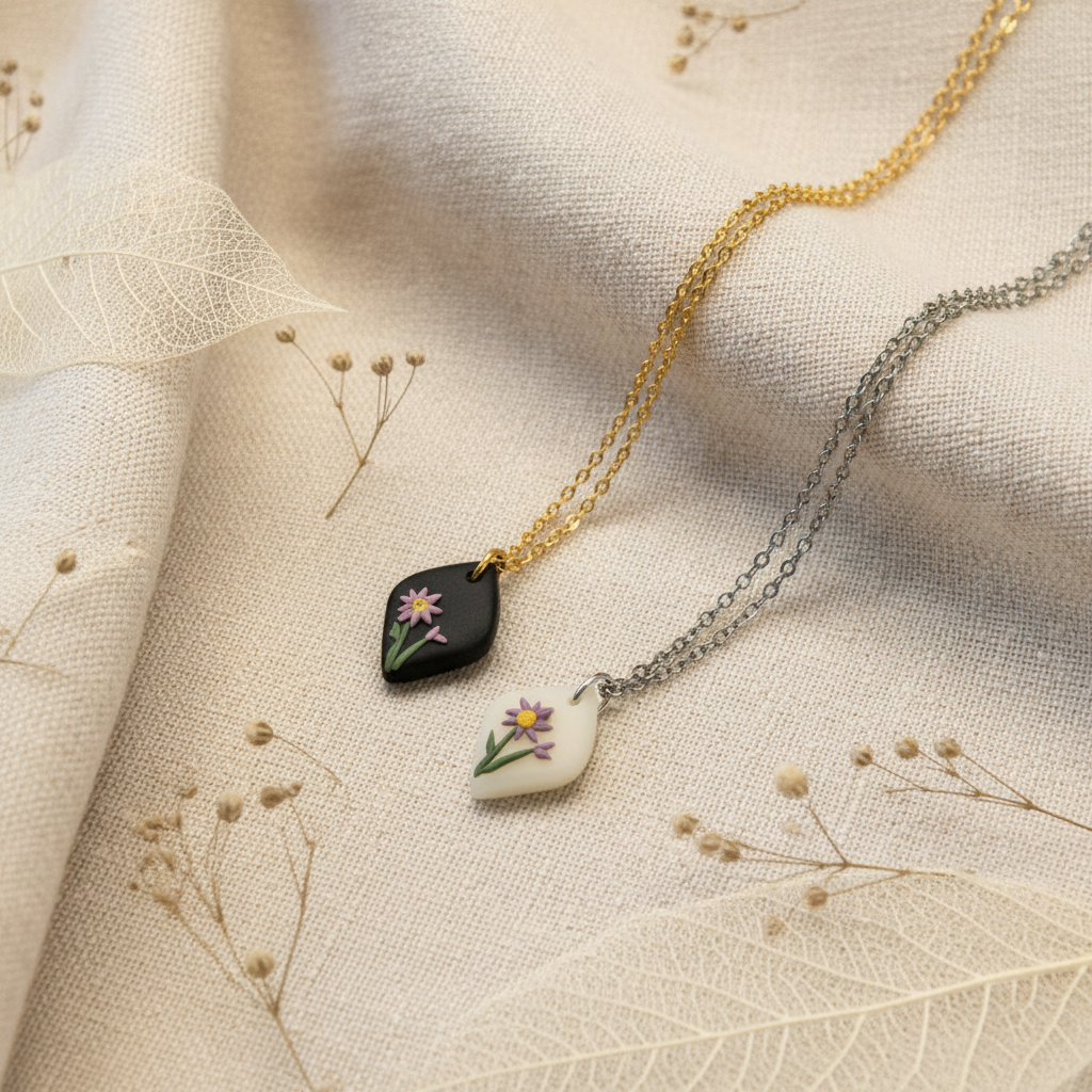 September birth flower necklaces on gold and silver chain