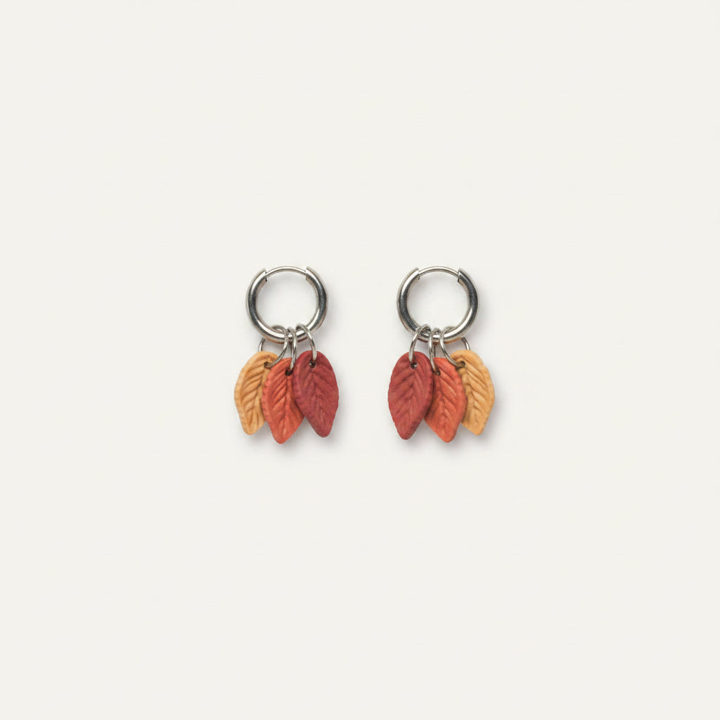 Silver autumn leaf ring stud earrings handmade in New Zealand | handmade jewellery NZ