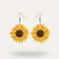Bold handpainted sunflower statement earrings in silver | handpainted earrings NZ