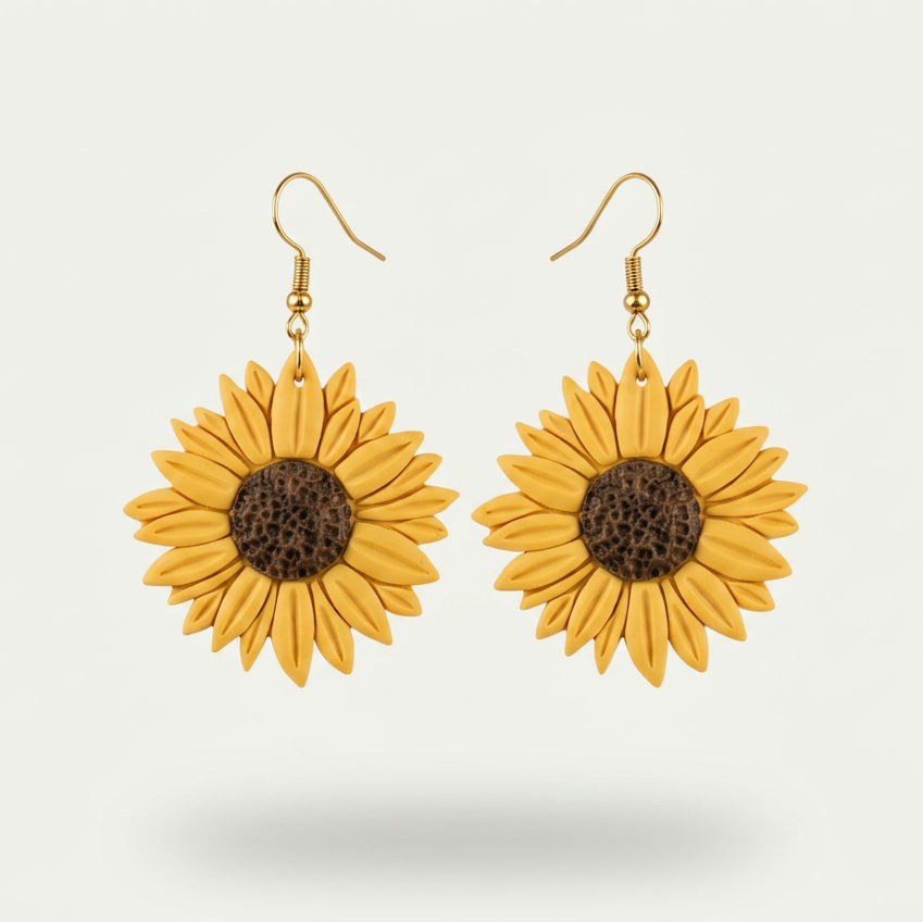 Sunflower Statement Earrings - Gold