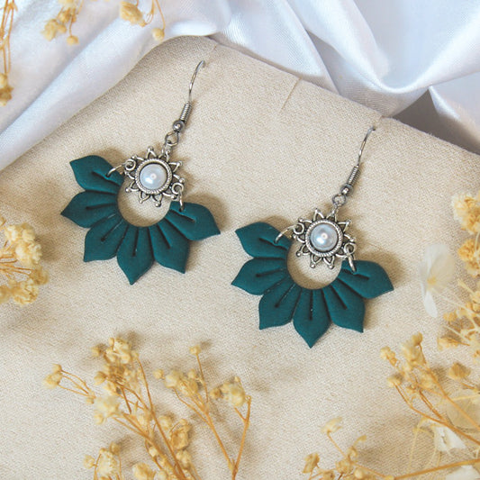 Teal sunburst charm polymer clay earrings | silver earrings online NZ