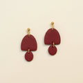 Handmade Cherry Red Woven Arch Earrings — polymer clay drop earrings made in New Zealand by Arias Design Co