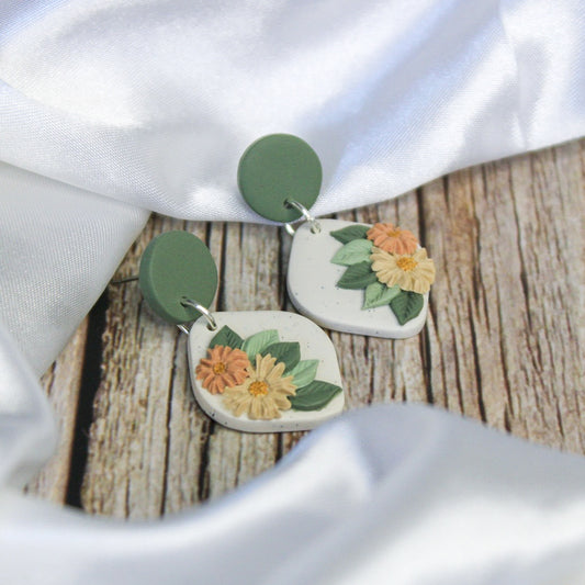 Handmade Polymer Clay Flower Earrings | Flower Earrings | Silver Stud Earrings