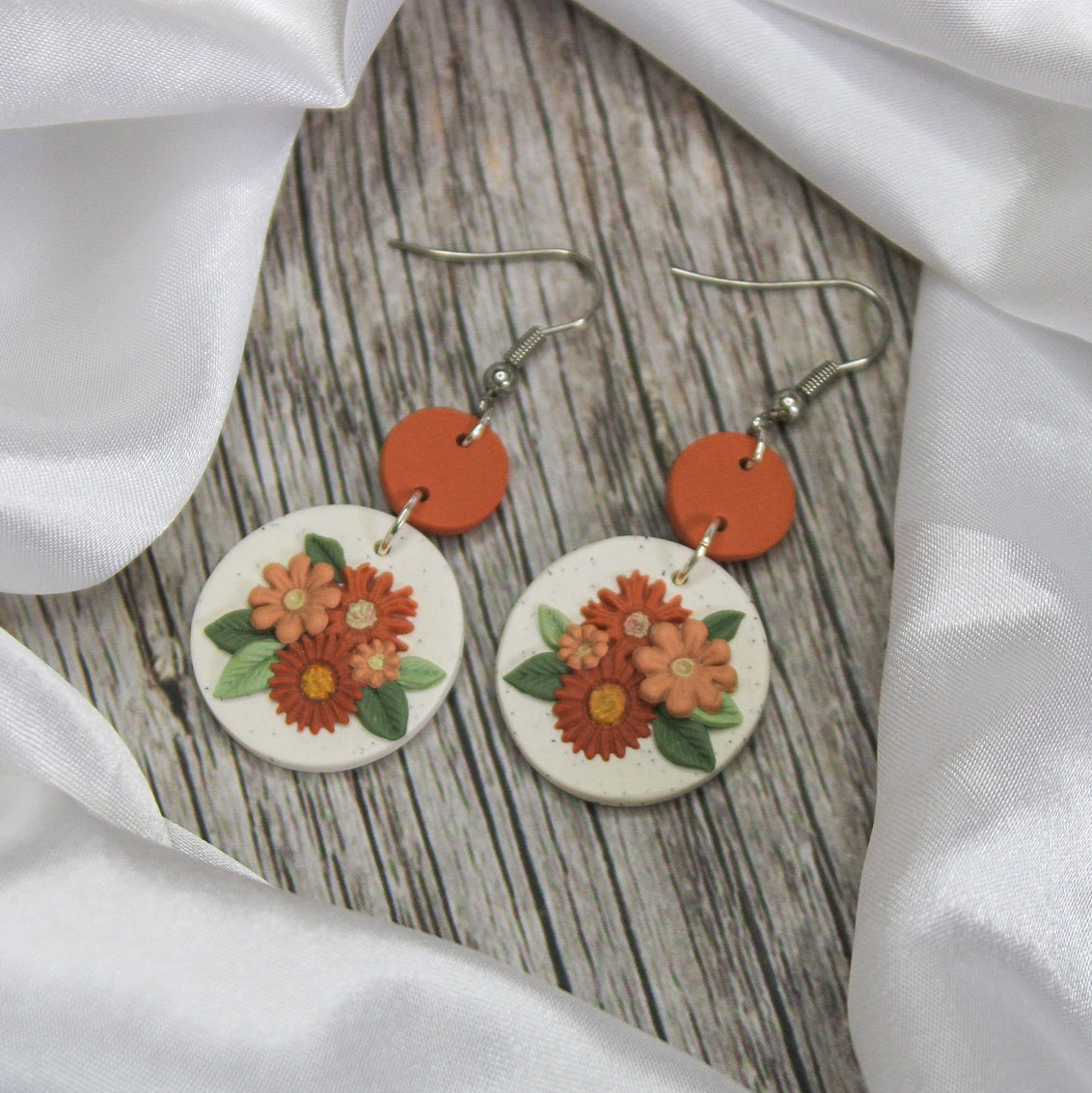 Flower Dangle Earrings | Handmade Flower Earrings | Polymer Clay Jewellery | Earrings Auckland