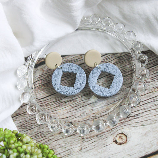 New Zealand handmade jewellery and polymer clay earrings. Cute blue boho earrings made in small batches