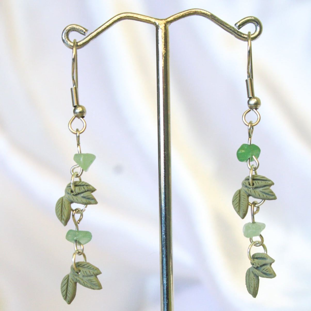 Aventurine vine earrings for sensitive ears | NZ handmade jewellery