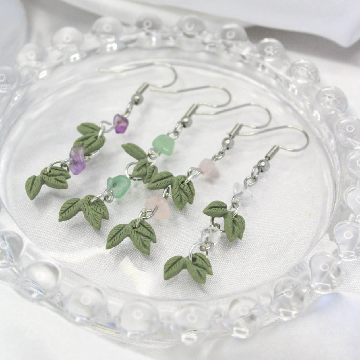 Gemstone vine earrings for sensitive ears | NZ handmade jewellery
