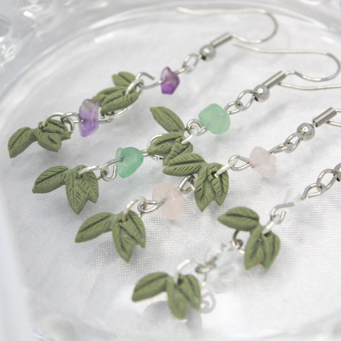 Crystal vine earrings for sensitive ears | NZ handmade jewellery