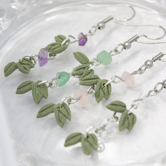 Crystal vine earrings for sensitive ears | NZ handmade jewellery