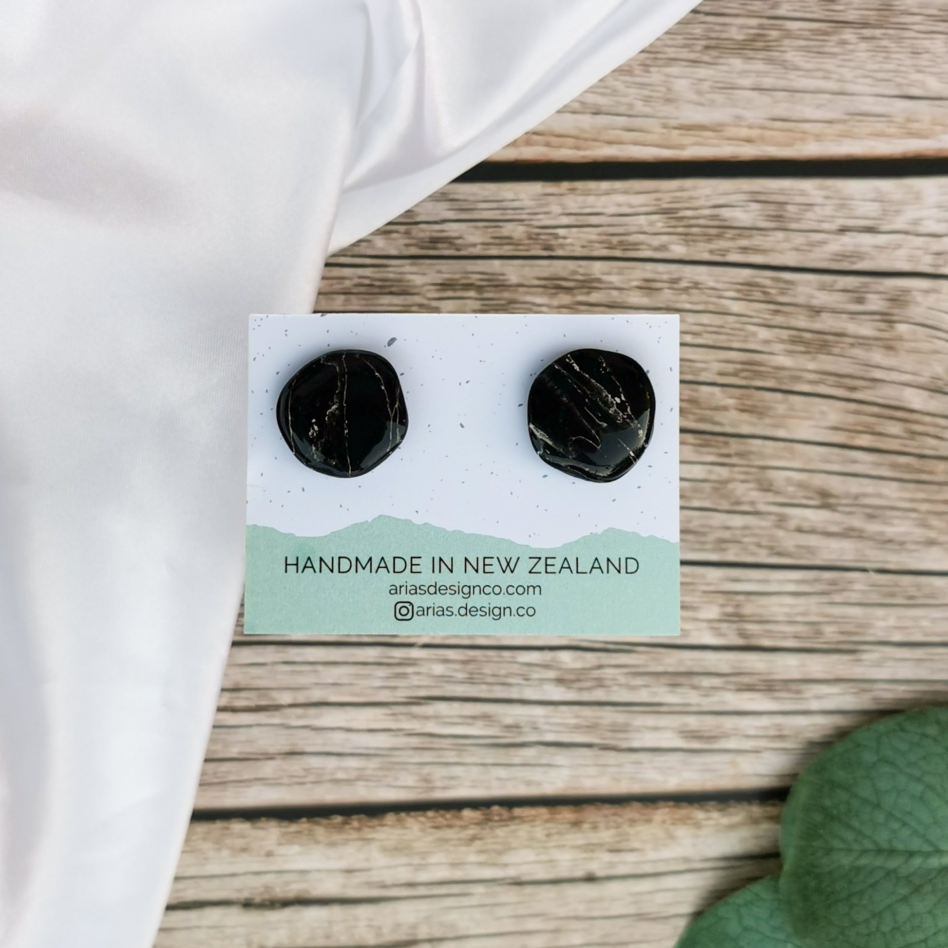Obsidian inspired earrings | Black polymer clay earrings | black resin earrings