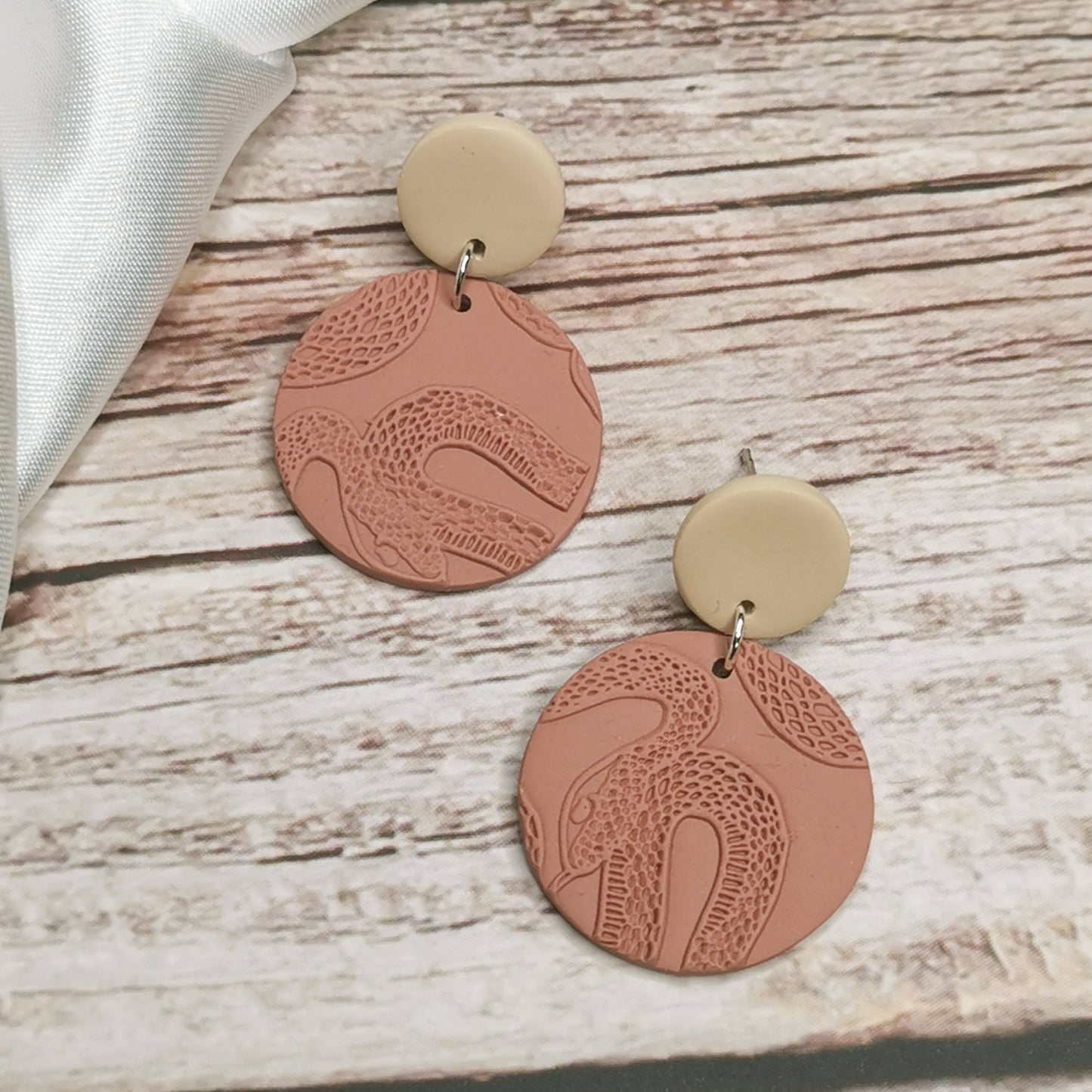 Pink snake inspired earrings | Polymer clay handmade earrings | handmade jewellery NZ